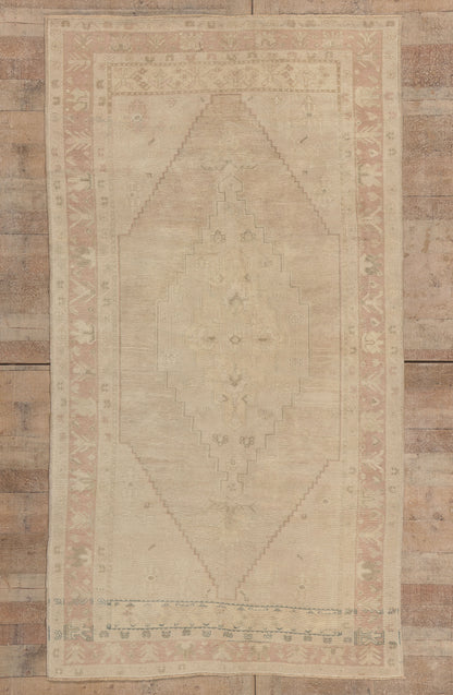 5 x 9 - Beige Vintage Turkish Oushak Rug - 53624