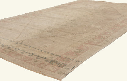 5 x 9 - Beige Vintage Turkish Oushak Rug - 53624
