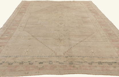 5 x 9 - Beige Vintage Turkish Oushak Rug - 53624