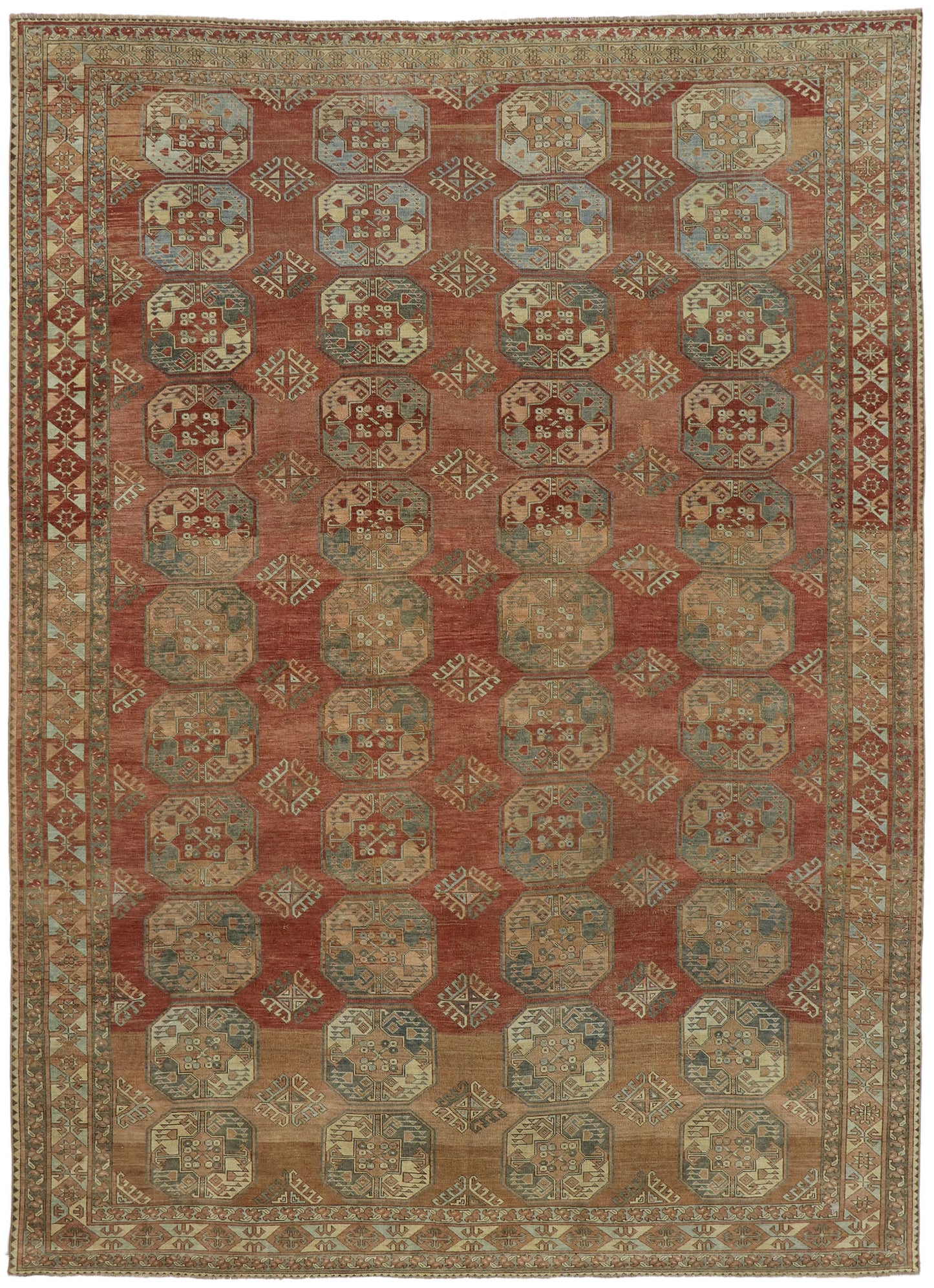 9 x 12 - Rust Vintage Turkish Oushak Rug - 53658