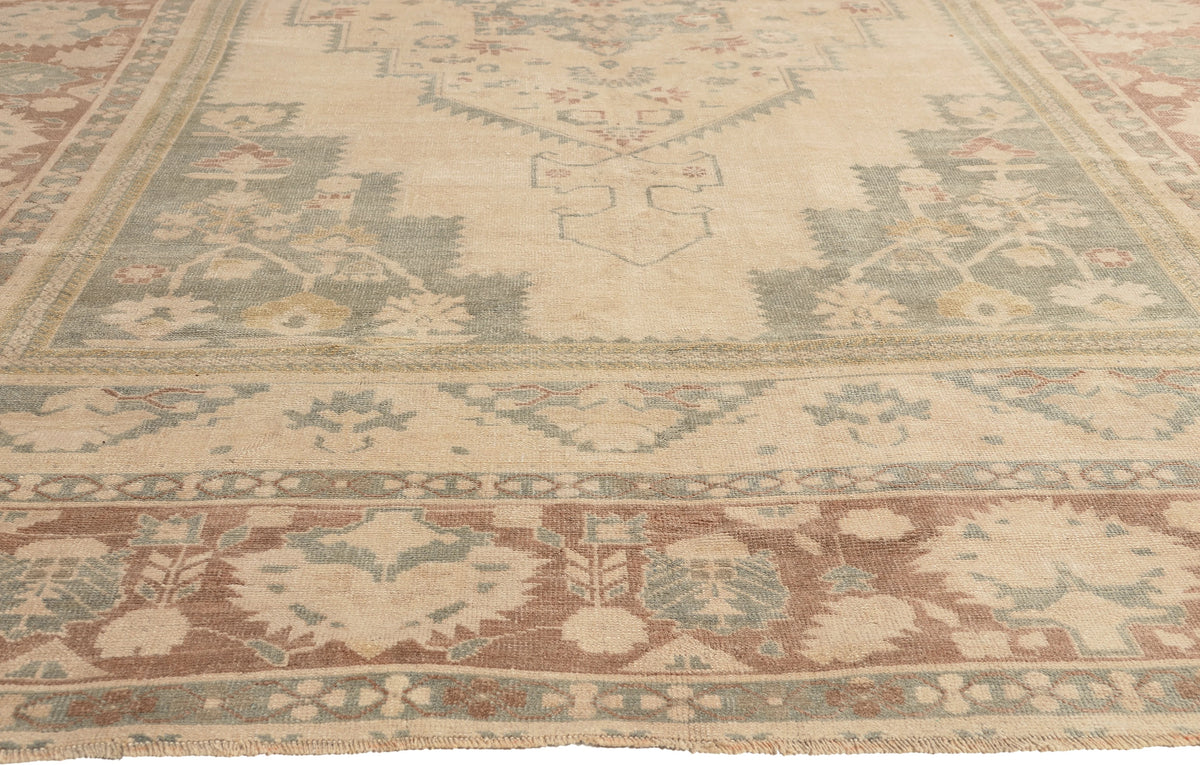 8 x 13 - Beige Vintage Turkish Oushak Rug - 53680