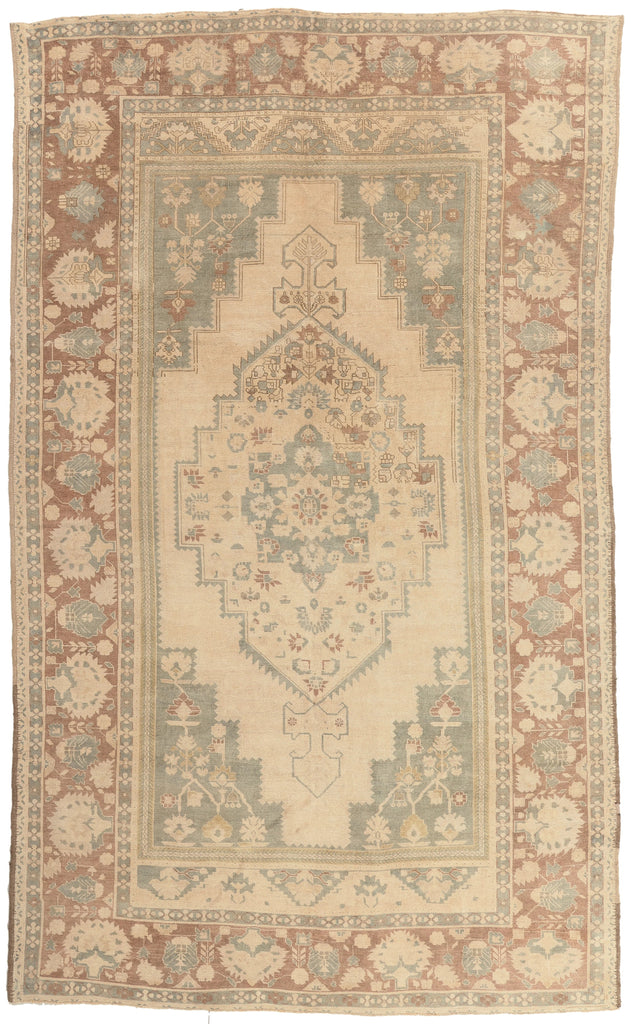 8 x 13 - Beige Vintage Turkish Oushak Rug - 53680