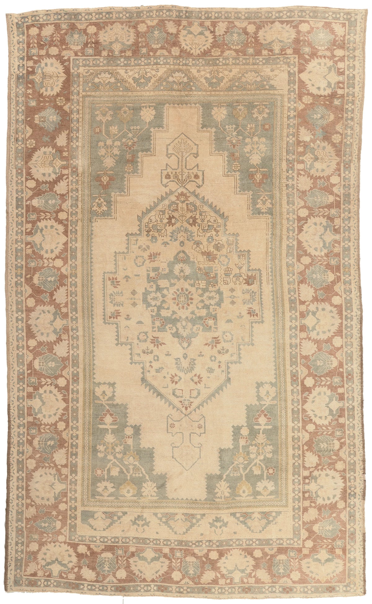 8 x 13 - Beige Vintage Turkish Oushak Rug - 53680