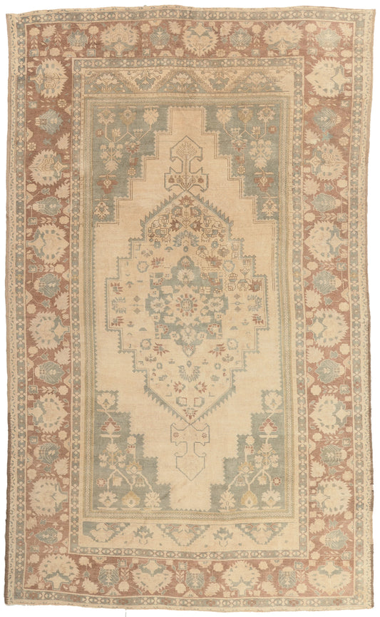 8 x 13 - Beige Vintage Turkish Oushak Rug - 53680