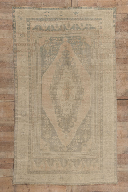 6 x 10 - Tan Vintage Turkish Oushak Rug - 53686