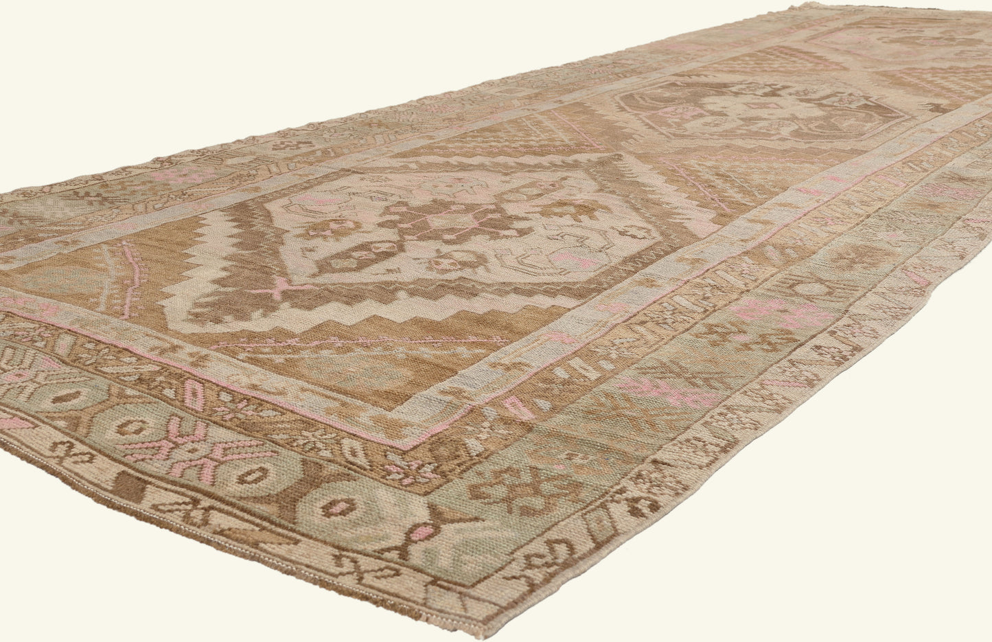 5 x 15 - Brown Vintage Turkish Oushak Rug - 53708