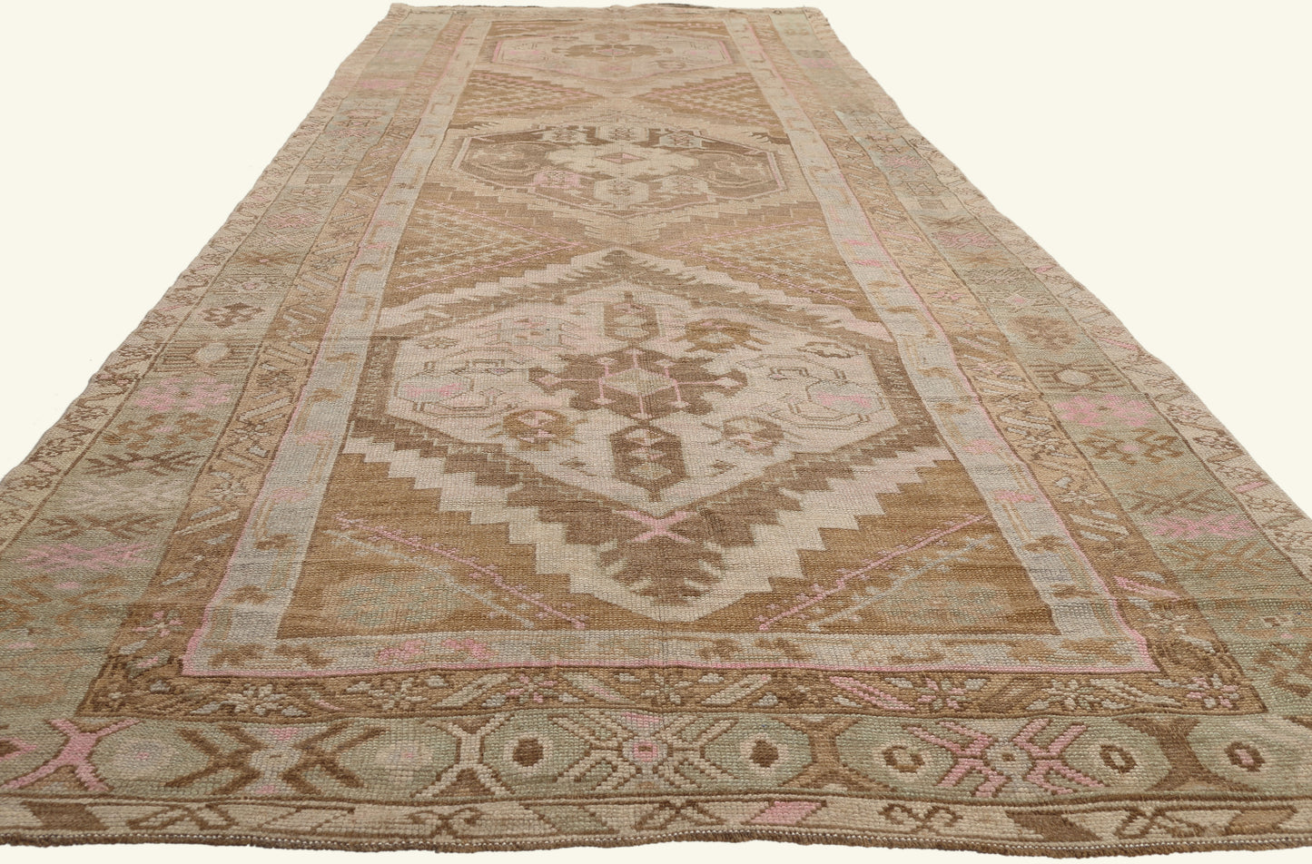 5 x 15 - Brown Vintage Turkish Oushak Rug - 53708