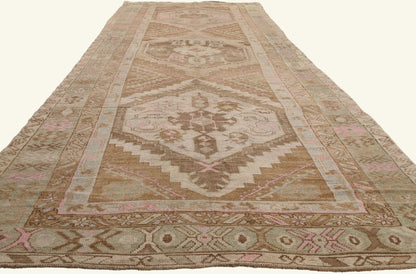 5 x 15 - Brown Vintage Turkish Oushak Rug - 53708