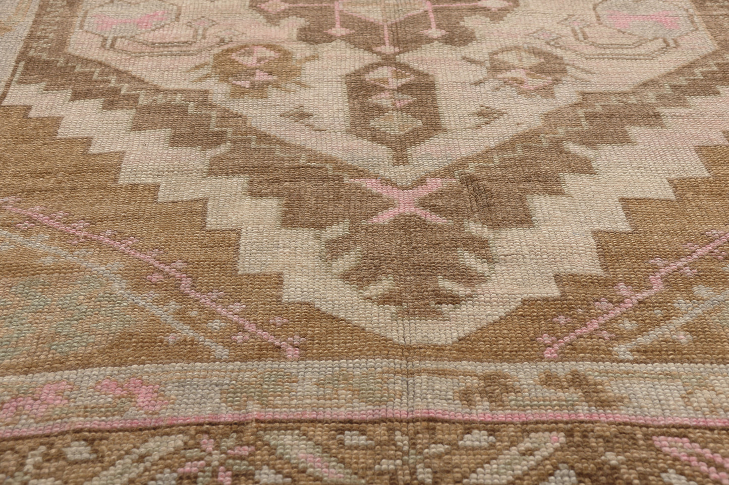 5 x 15 - Brown Vintage Turkish Oushak Rug - 53708
