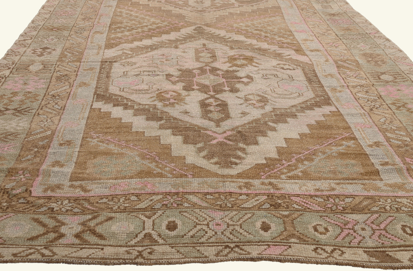5 x 15 - Brown Vintage Turkish Oushak Rug - 53708