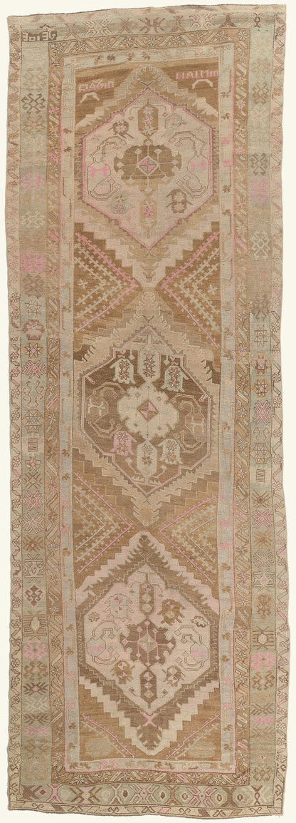 5 x 15 - Brown Vintage Turkish Oushak Rug - 53708