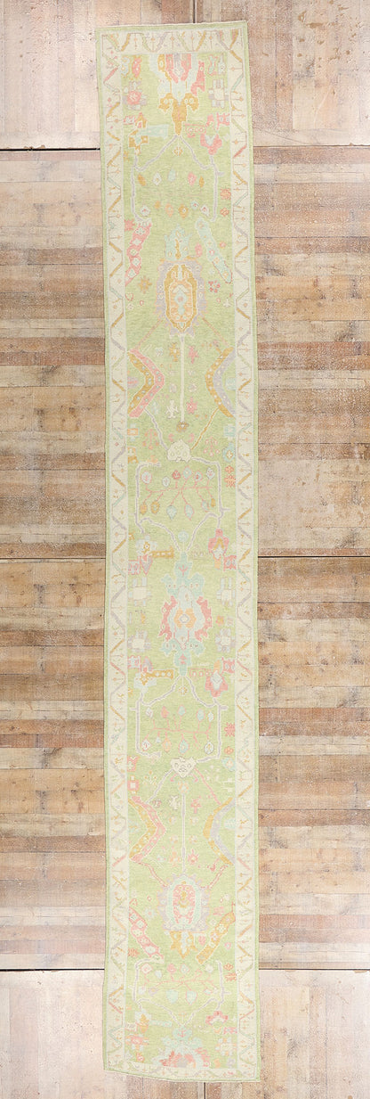 3 x 24 - Green New Oushak Rug - 54026