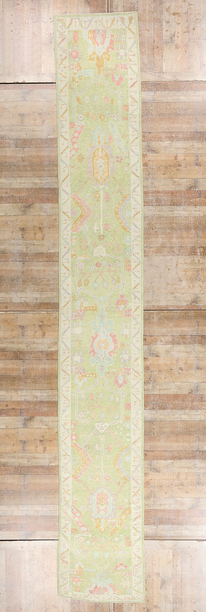 3 x 21 - Green New Oushak Rug - 54032