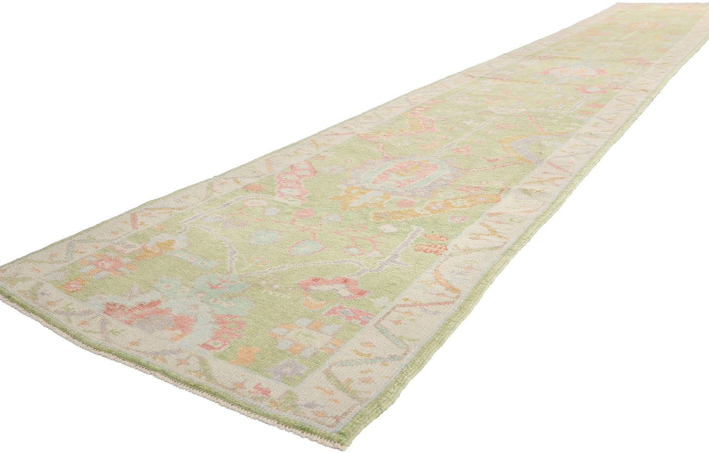 3 x 21 - Green New Oushak Rug - 54032