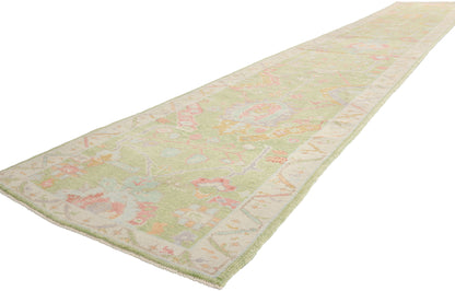 3 x 21 - Green New Oushak Rug - 54032