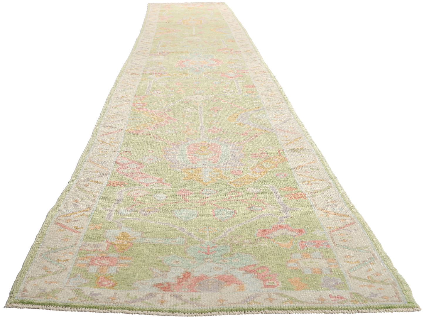 3 x 21 - Green New Oushak Rug - 54032