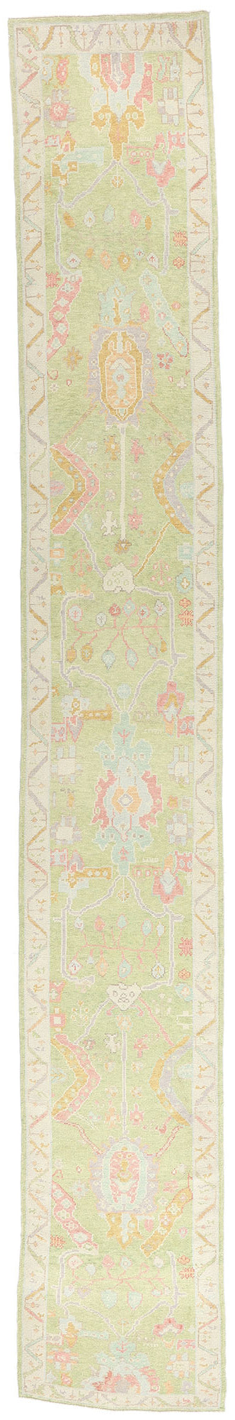 3 x 21 - Green New Oushak Rug - 54032