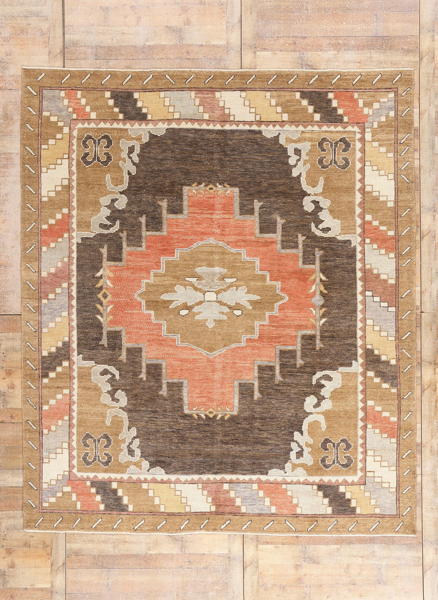 9 x 10 Brown Turkish Kars Rug 54039