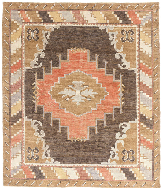 9 x 10 Brown Turkish Kars Rug 54039