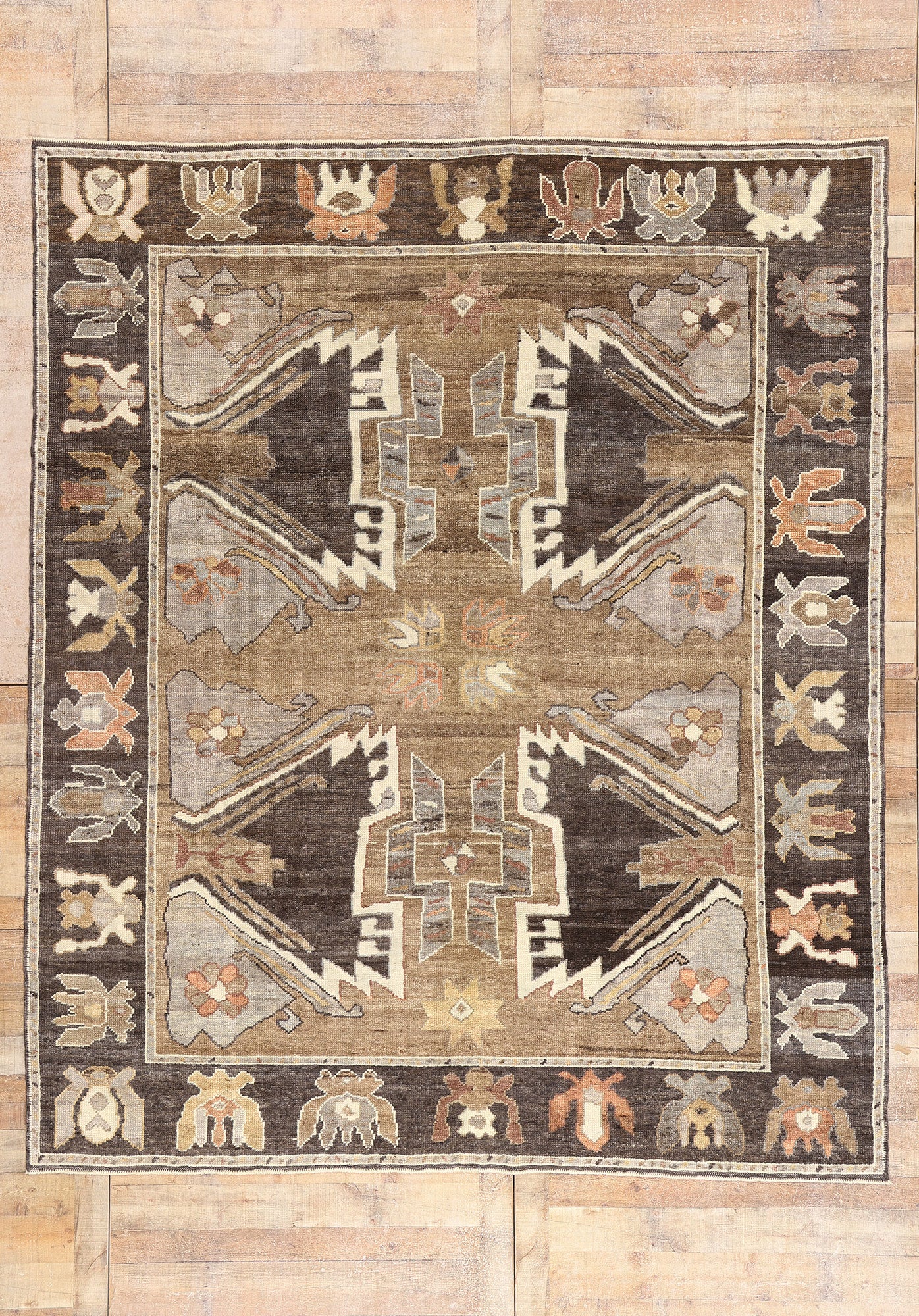 9 x 10 - Brown New Turkish Kars Rug - 54040