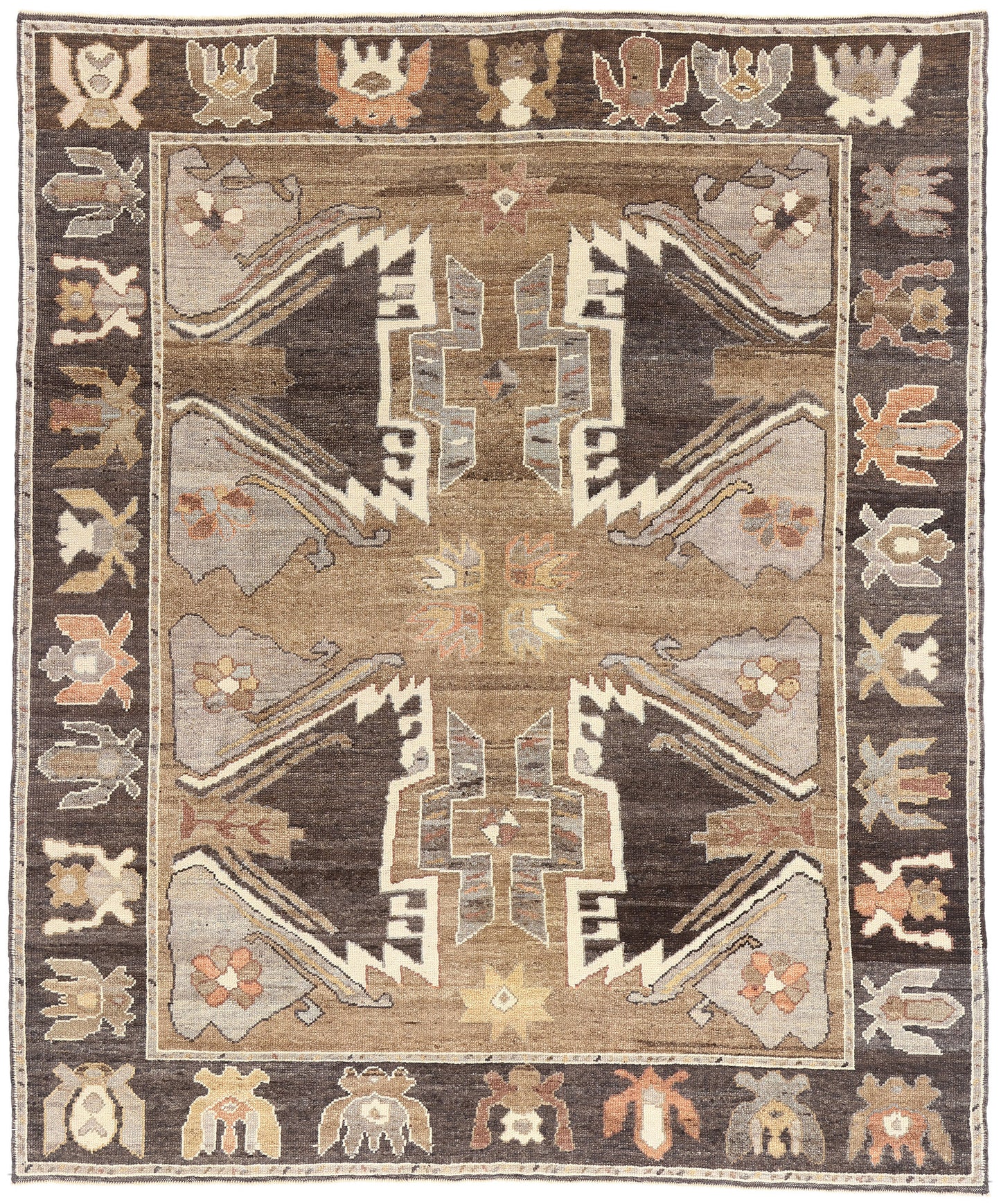 9 x 10 - Brown New Turkish Kars Rug - 54040