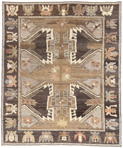 9 x 10 - Brown New Turkish Kars Rug - 54040