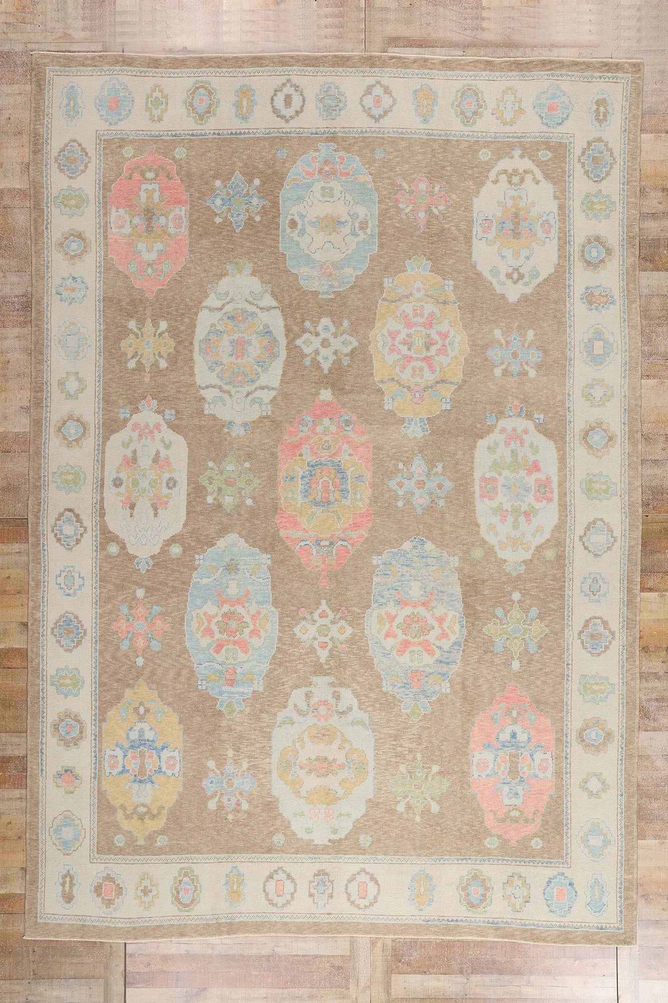 10 x 14 Brown Modern Turkish Oushak Rug 54042