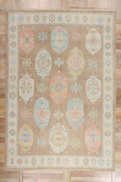 10 x 14 Brown Modern Turkish Oushak Rug 54042