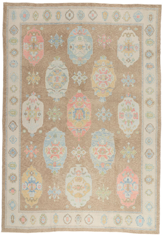 10 x 14 Brown Modern Turkish Oushak Rug 54042