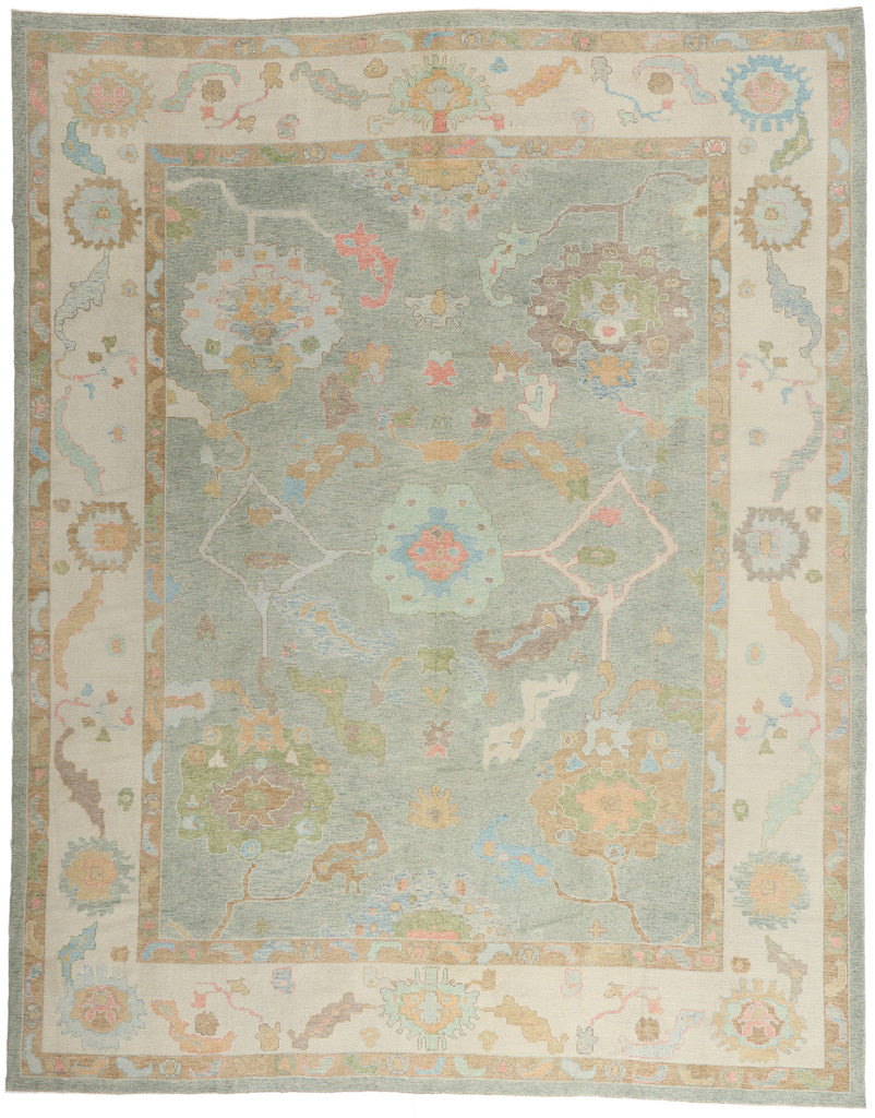 12 x 15 - Light Blue New Oushak Rug - 54043