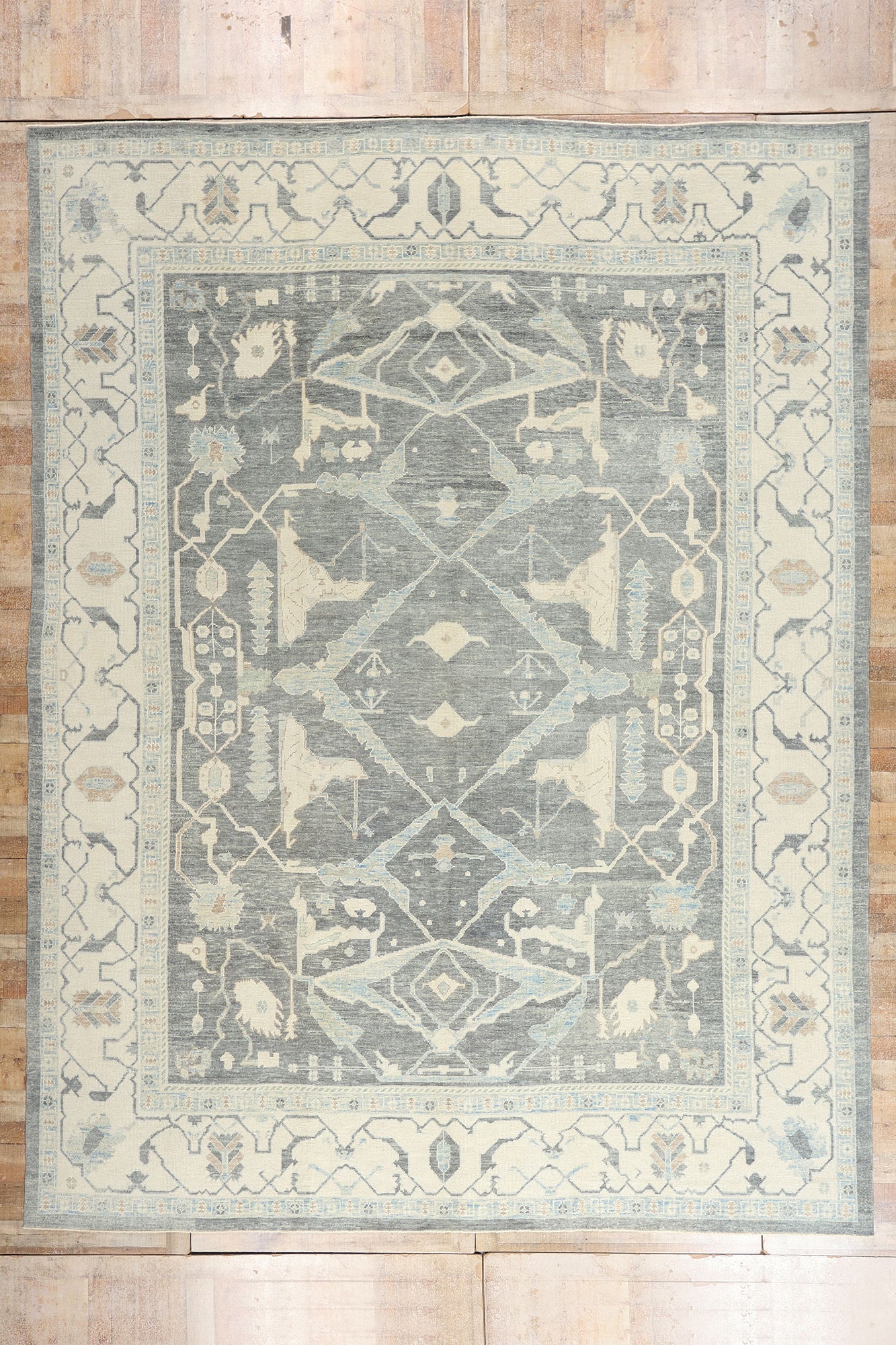 12 x 16 - Charcoal Dark Gray New Oushak Rug - 54046