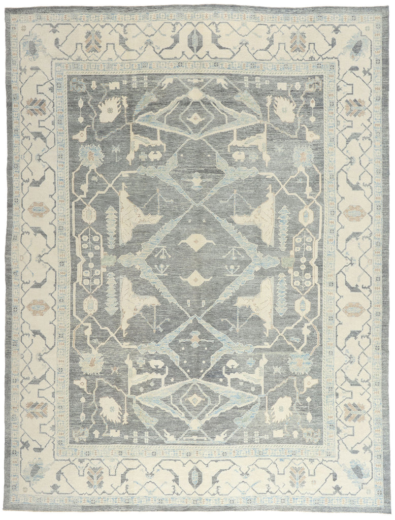 12 x 16 - Charcoal Dark Gray New Oushak Rug - 54046