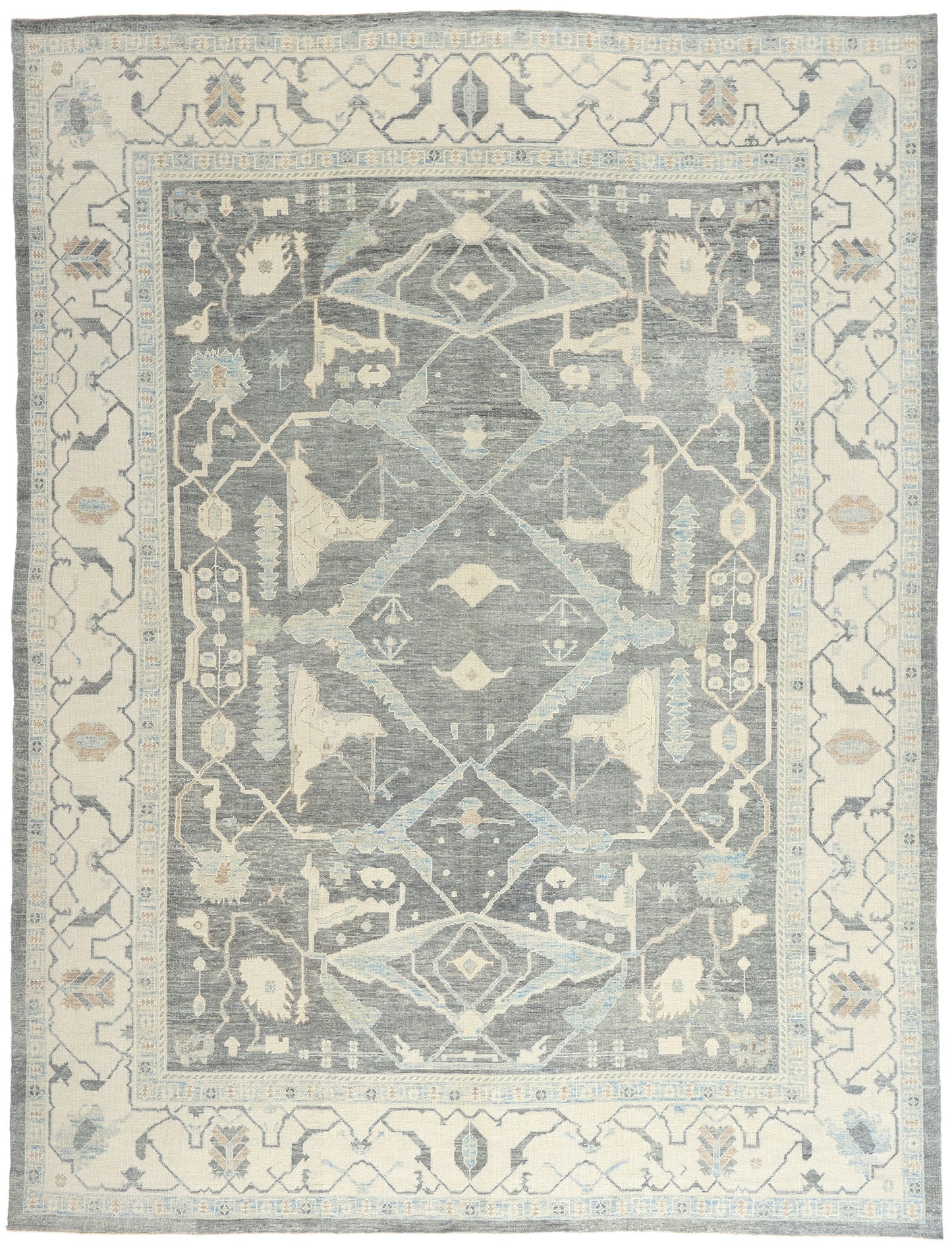 12 x 16 - Charcoal Dark Gray New Oushak Rug - 54046