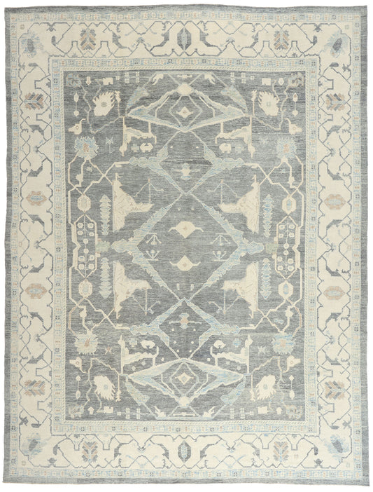 12 x 16 - Charcoal Dark Gray New Oushak Rug - 54046