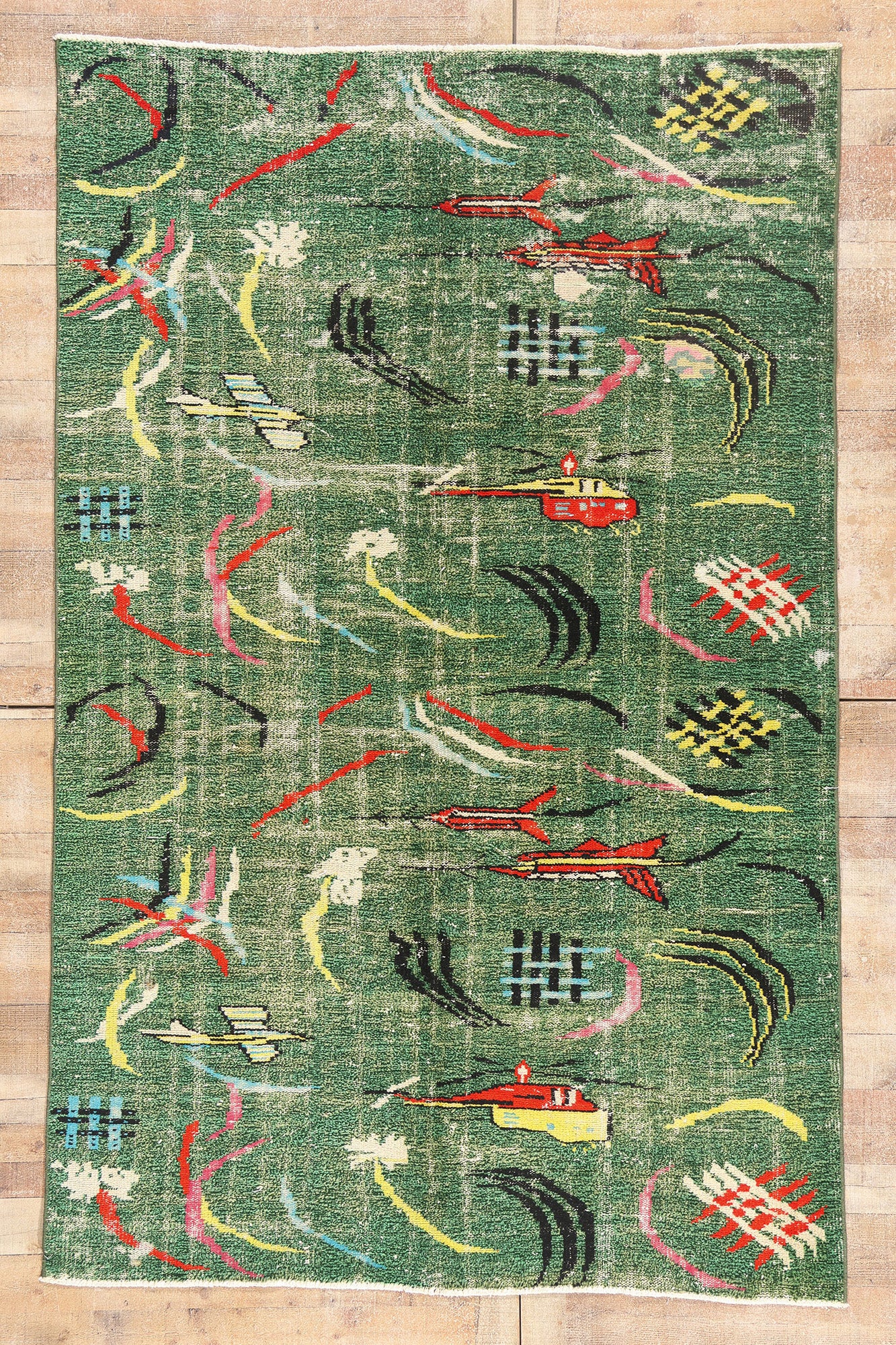 6 x 9 - Green Vintage Turkish Sivas Rug - 54051