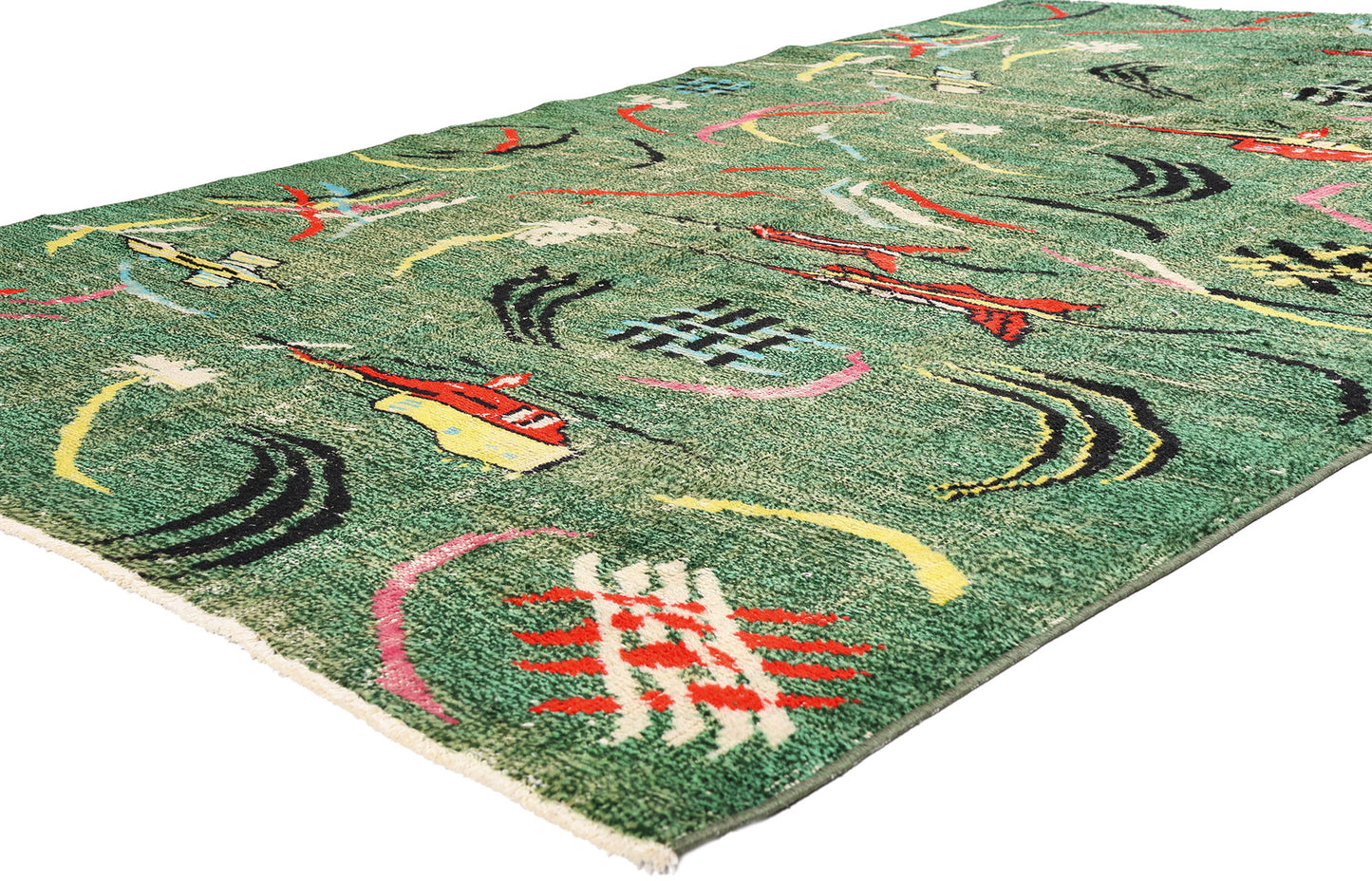 6 x 9 - Green Vintage Turkish Sivas Rug - 54051
