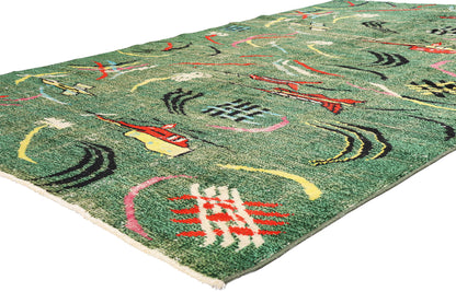 6 x 9 - Green Vintage Turkish Sivas Rug - 54051