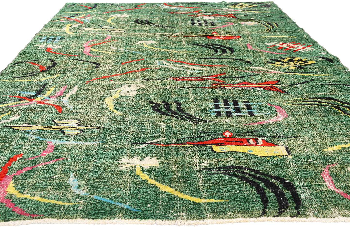 6 x 9 - Green Vintage Turkish Sivas Rug - 54051