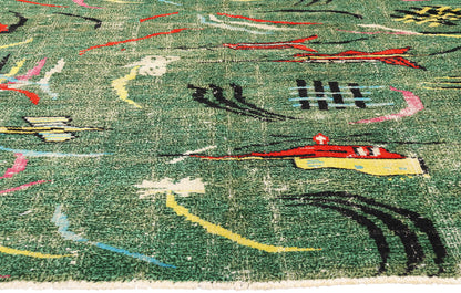 6 x 9 - Green Vintage Turkish Sivas Rug - 54051