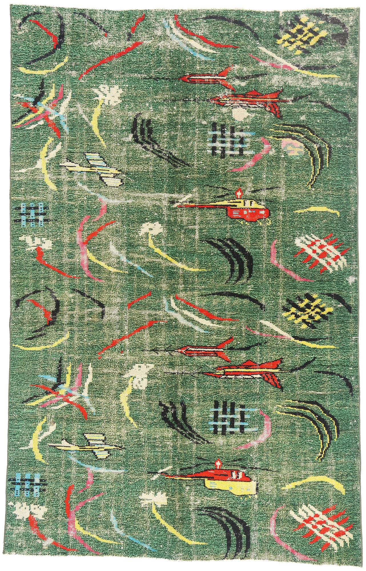 6 x 9 - Green Vintage Turkish Sivas Rug - 54051