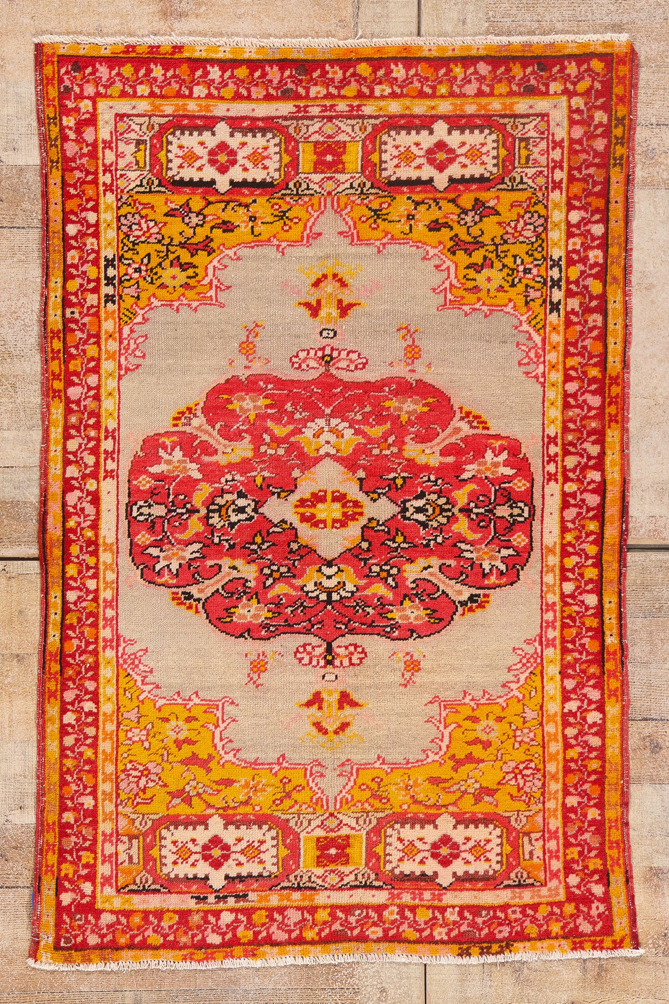 3 x 5 - Beige Antique Turkish Oushak Rug - 54052