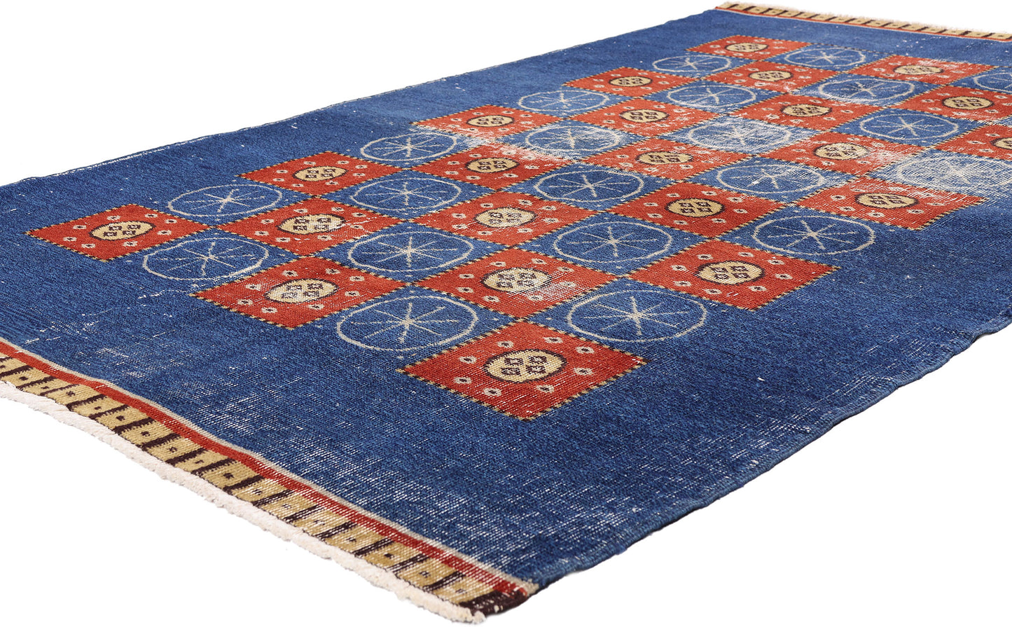5 x 7 - Blue Vintage Turkish Sivas Rug - 54053