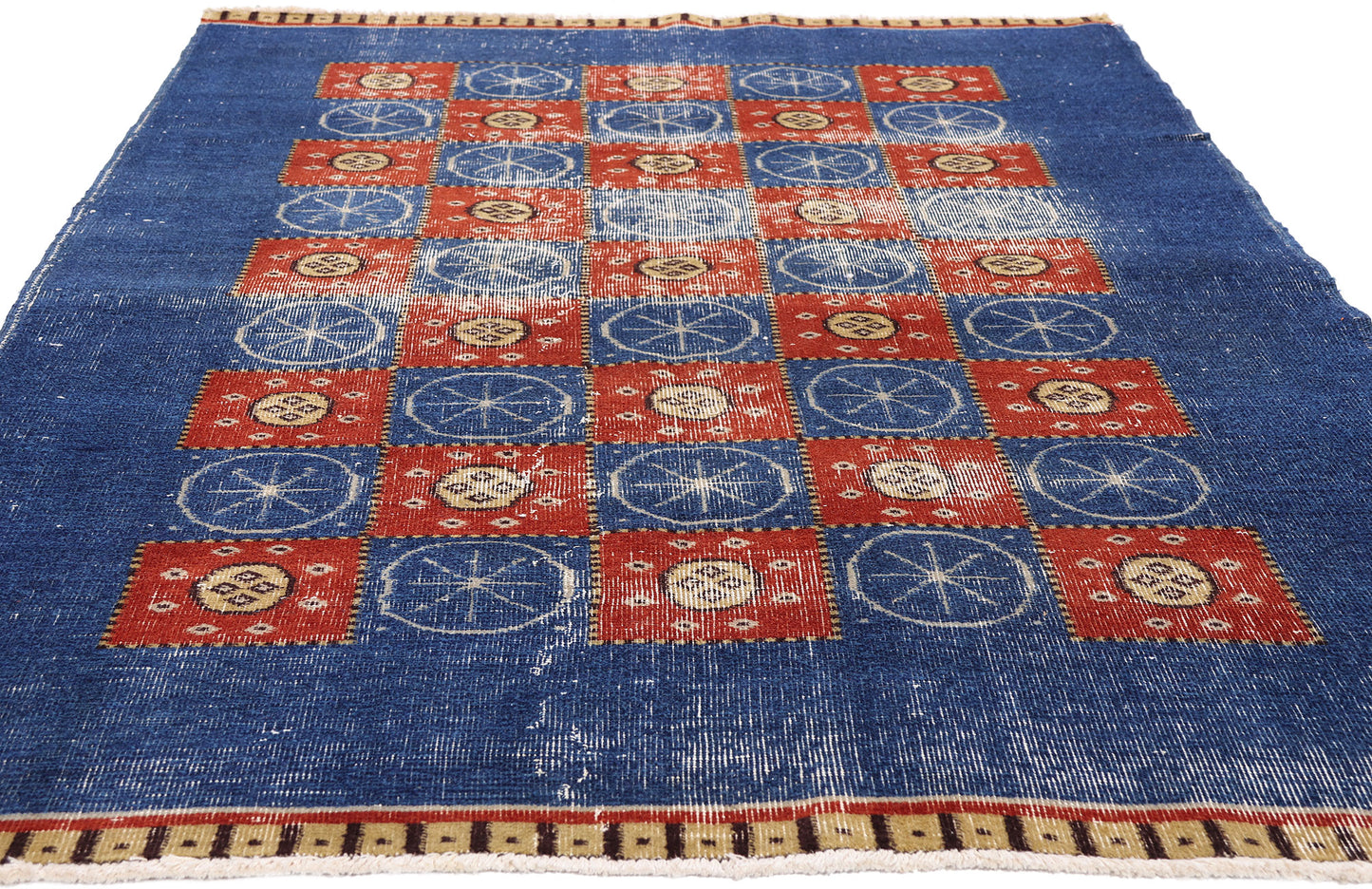 5 x 7 - Blue Vintage Turkish Sivas Rug - 54053