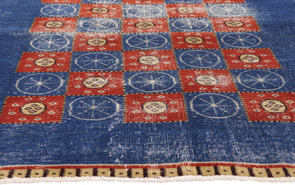 5 x 7 - Blue Vintage Turkish Sivas Rug - 54053