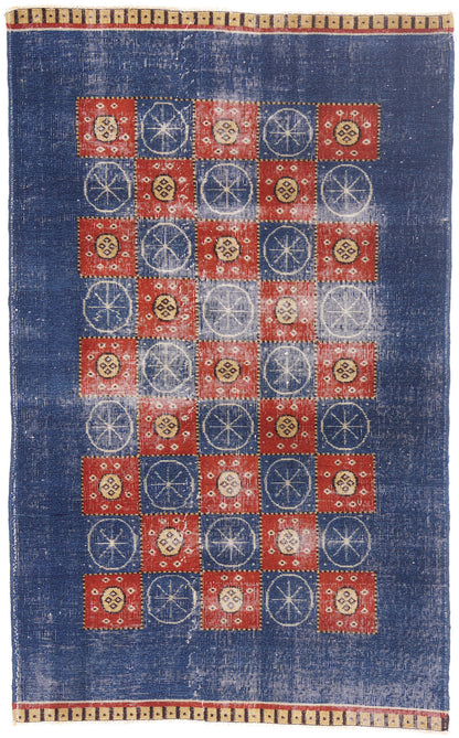5 x 7 - Blue Vintage Turkish Sivas Rug - 54053