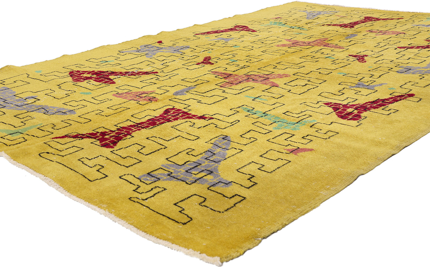 5 x 8 - Yellow Vintage Turkish Sivas Rug - 54054
