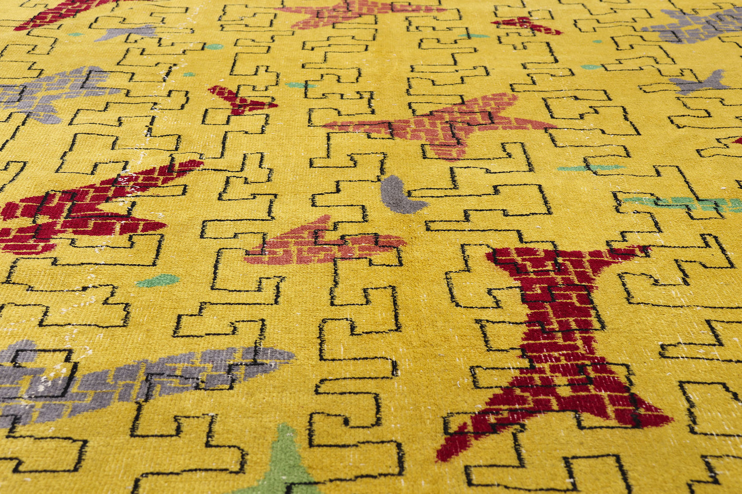 5 x 8 - Yellow Vintage Turkish Sivas Rug - 54054