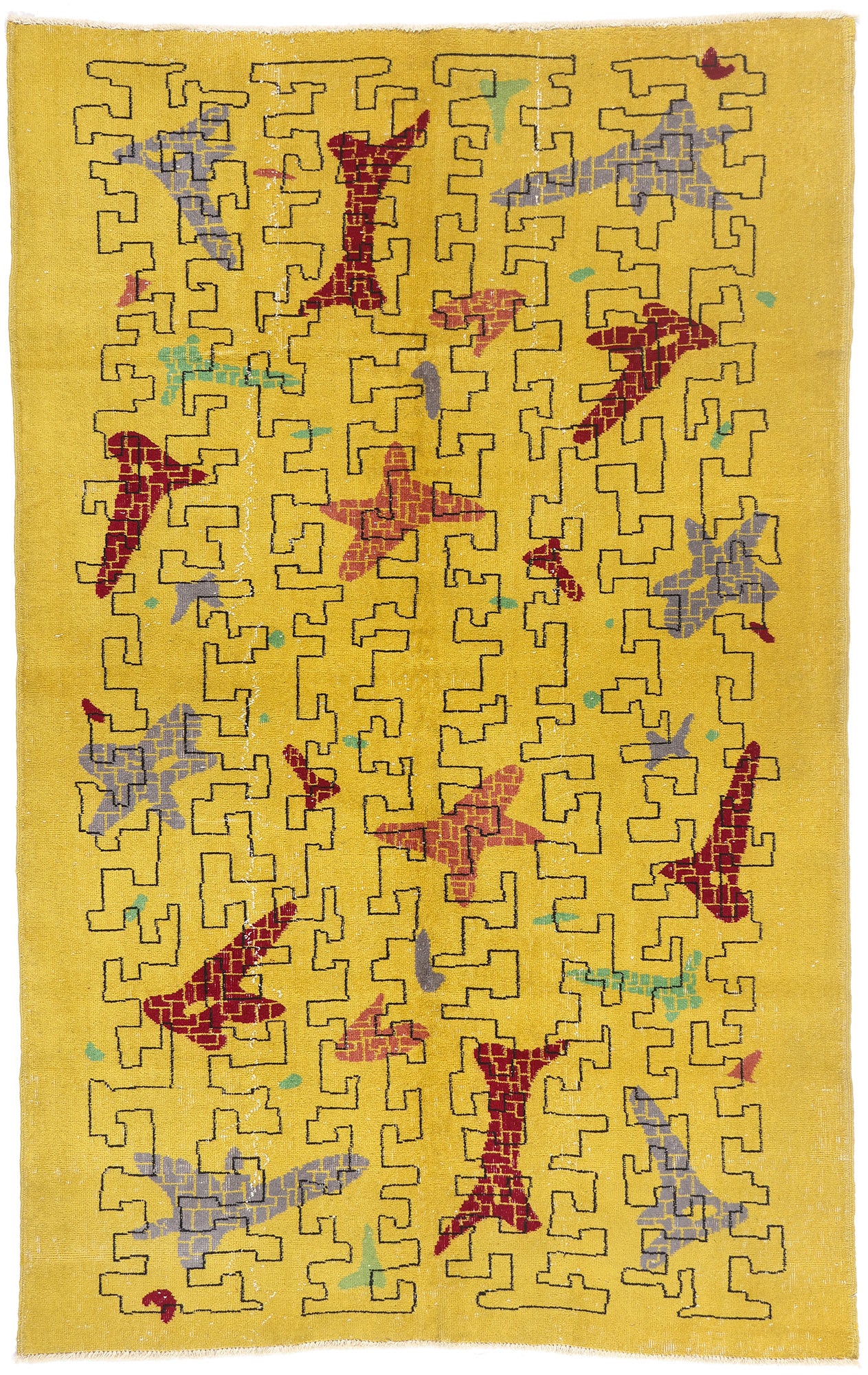 5 x 8 - Yellow Vintage Turkish Sivas Rug - 54054