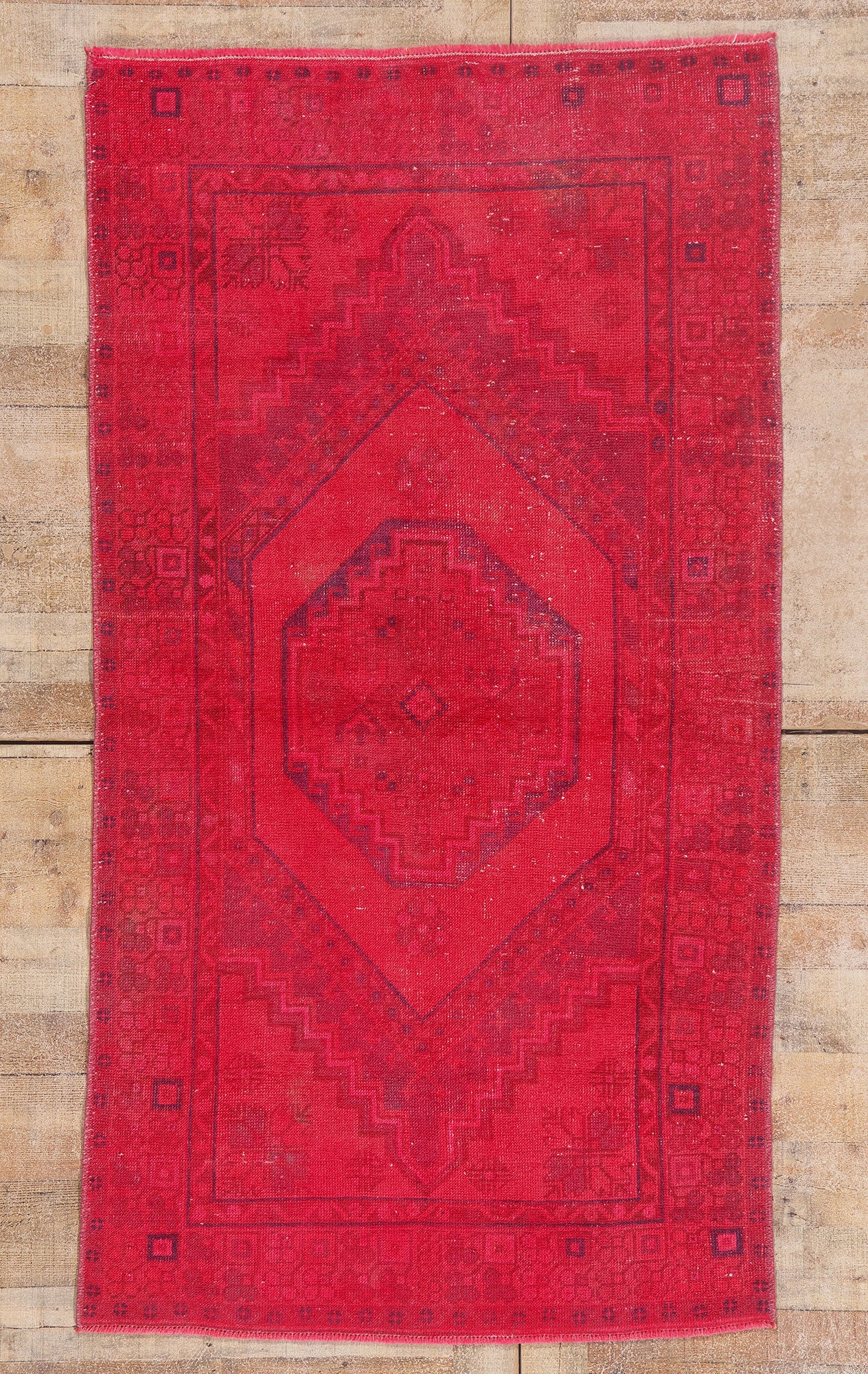 4 x 7 - Red Vintage Turkish Overdyed Rug - 54056
