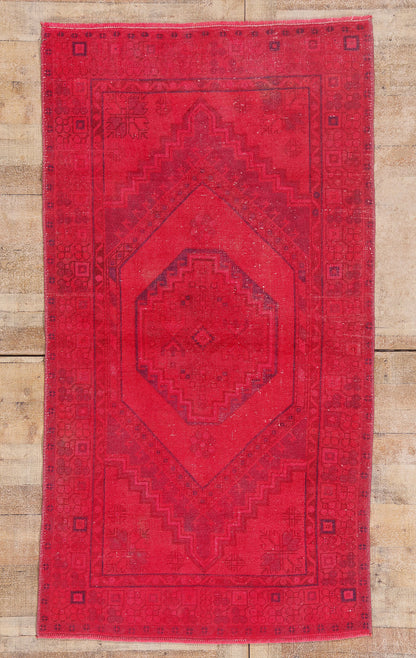 4 x 7 - Red Vintage Turkish Overdyed Rug - 54056